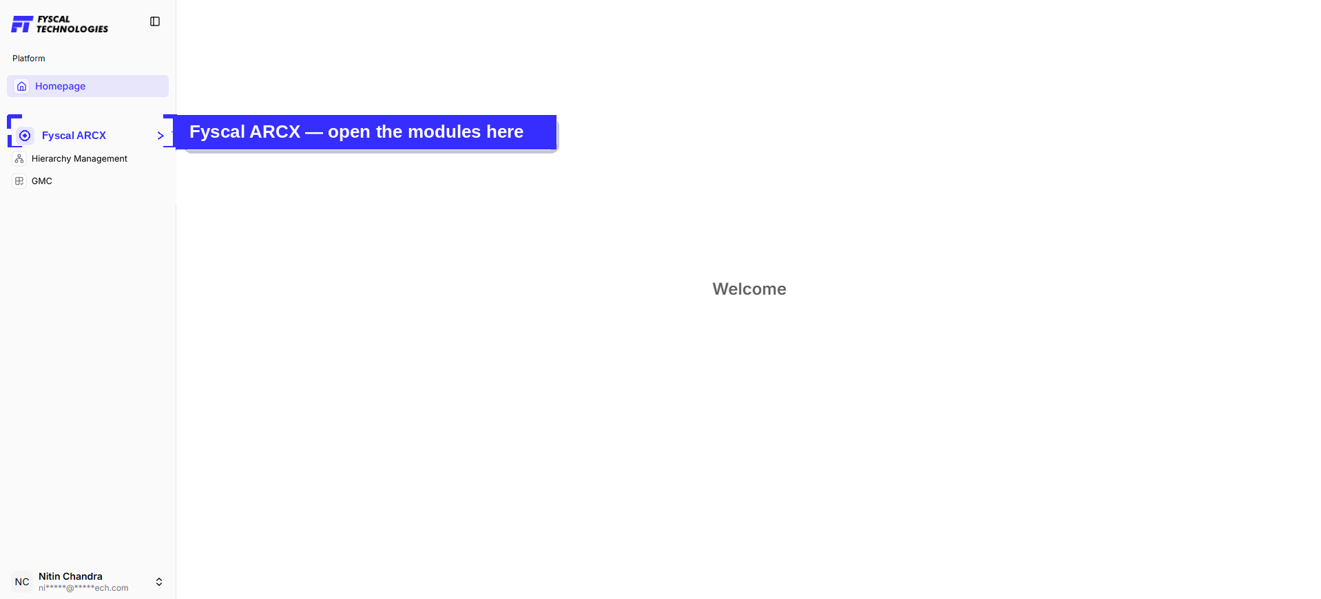 Figure 1.2 — Fyscal ARCX Homepage