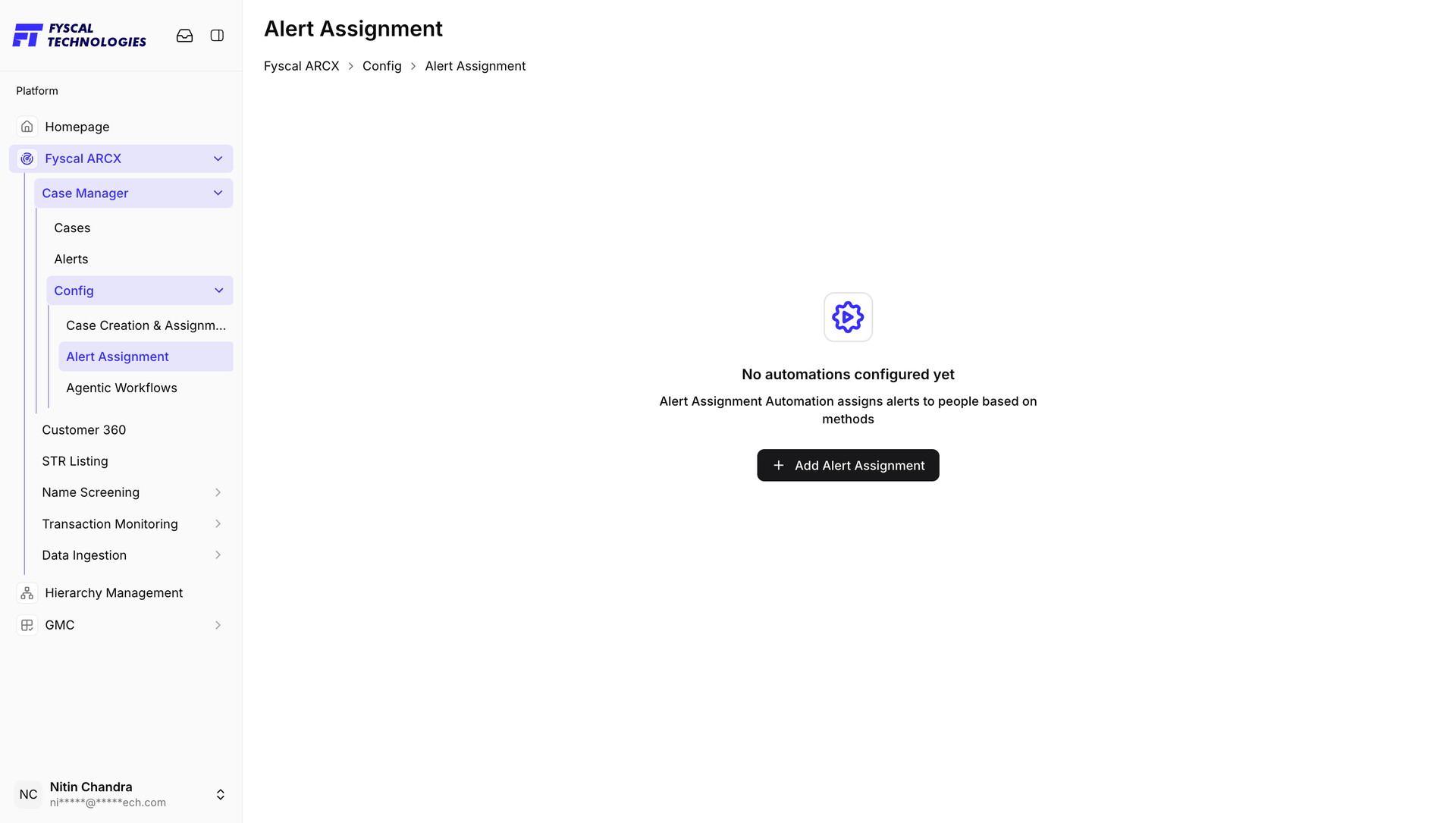 Figure 2.28 — Before any rule exists: "Alert Assignment Automation assigns alerts to people based on methods."