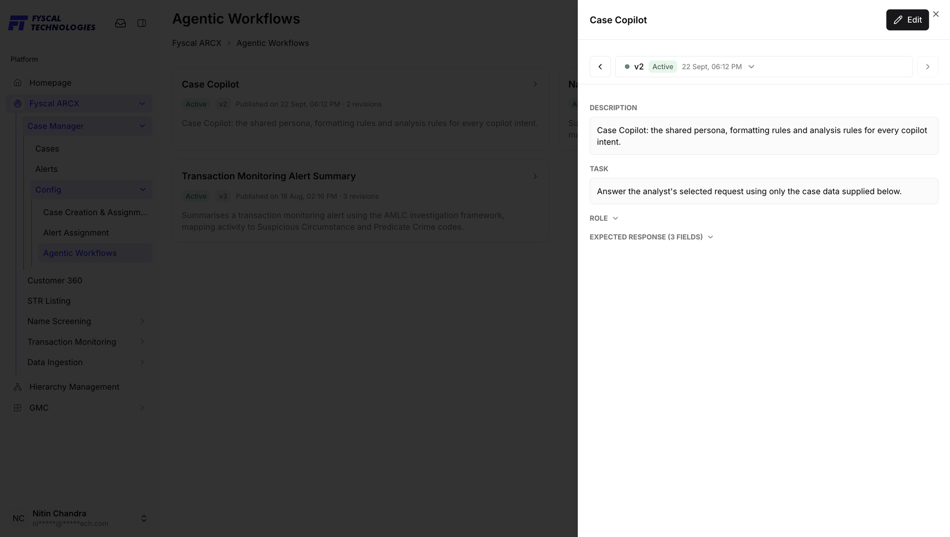 Figure 2.33 — Case Copilot v2 in read view: Description and Task, with Role and Expected Response collapsed.